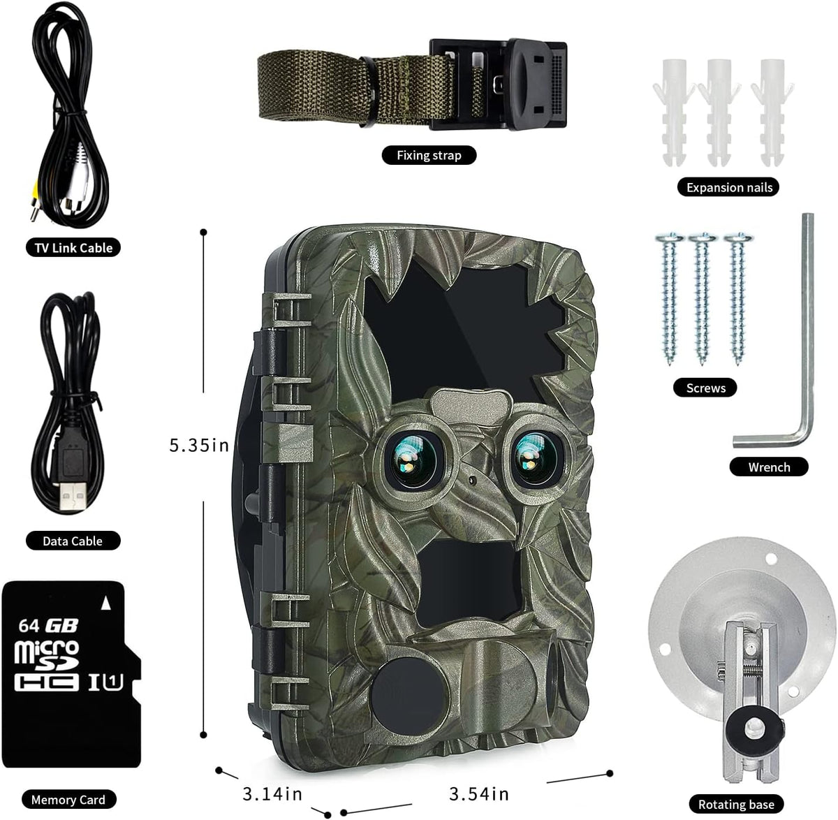 4K 20MP Dual Lens Wide-Angle Motion Sensor Trail Camera D5729