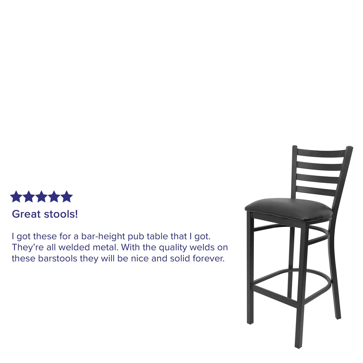 Black Ladder Back Metal Barstool R9298