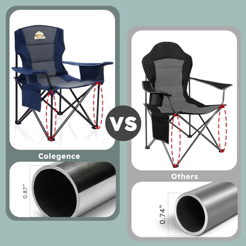 Oversized 2 Pack Heavy Duty Folding Camp Chair with Carry Bag, Cooler, Cup Holder Black H431628