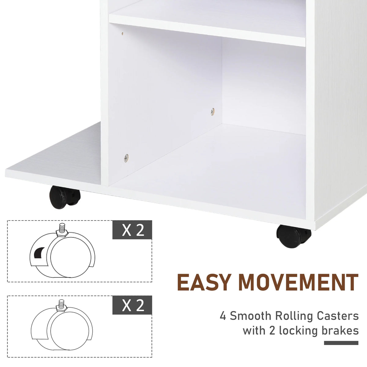 Printer Table Desk with Wheels and Adjustable Shelf H81237