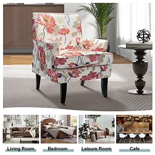 Modern Accent Chair with Arms and Wooden Legs O7763