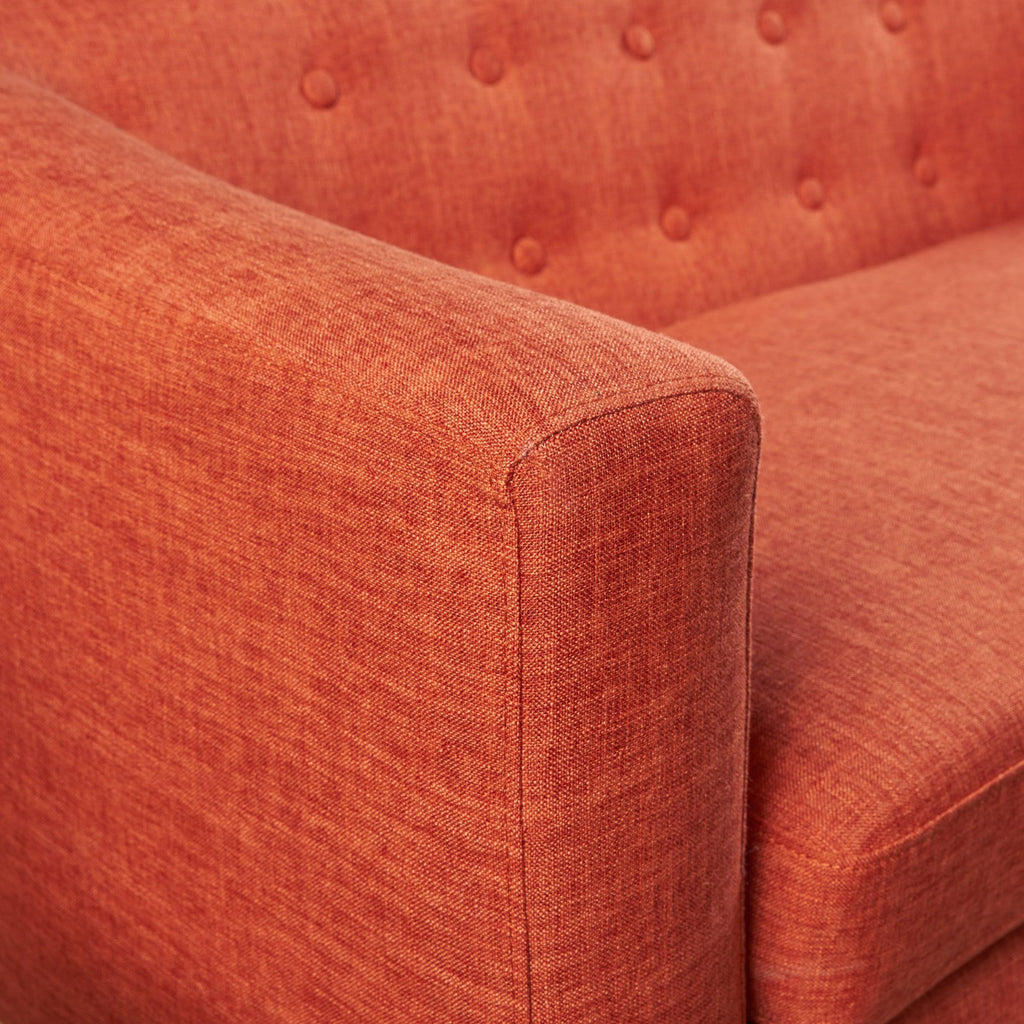 Muted Orange Fabric Mid Century Loveseat J44720