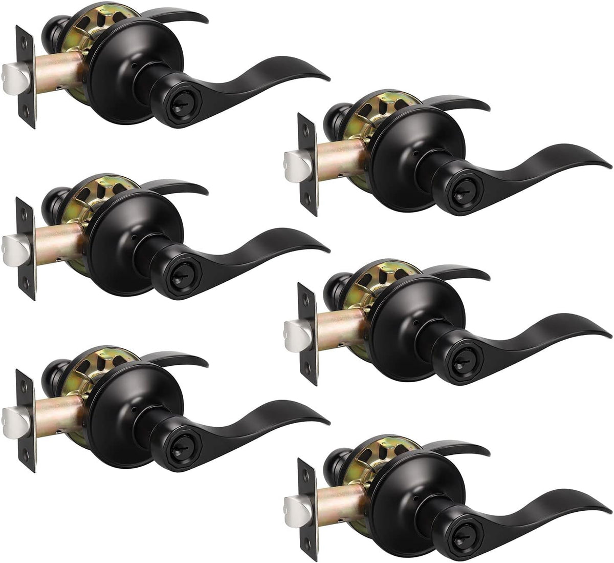 10 Pack Matte Black Passage Door Lever Sets O186833