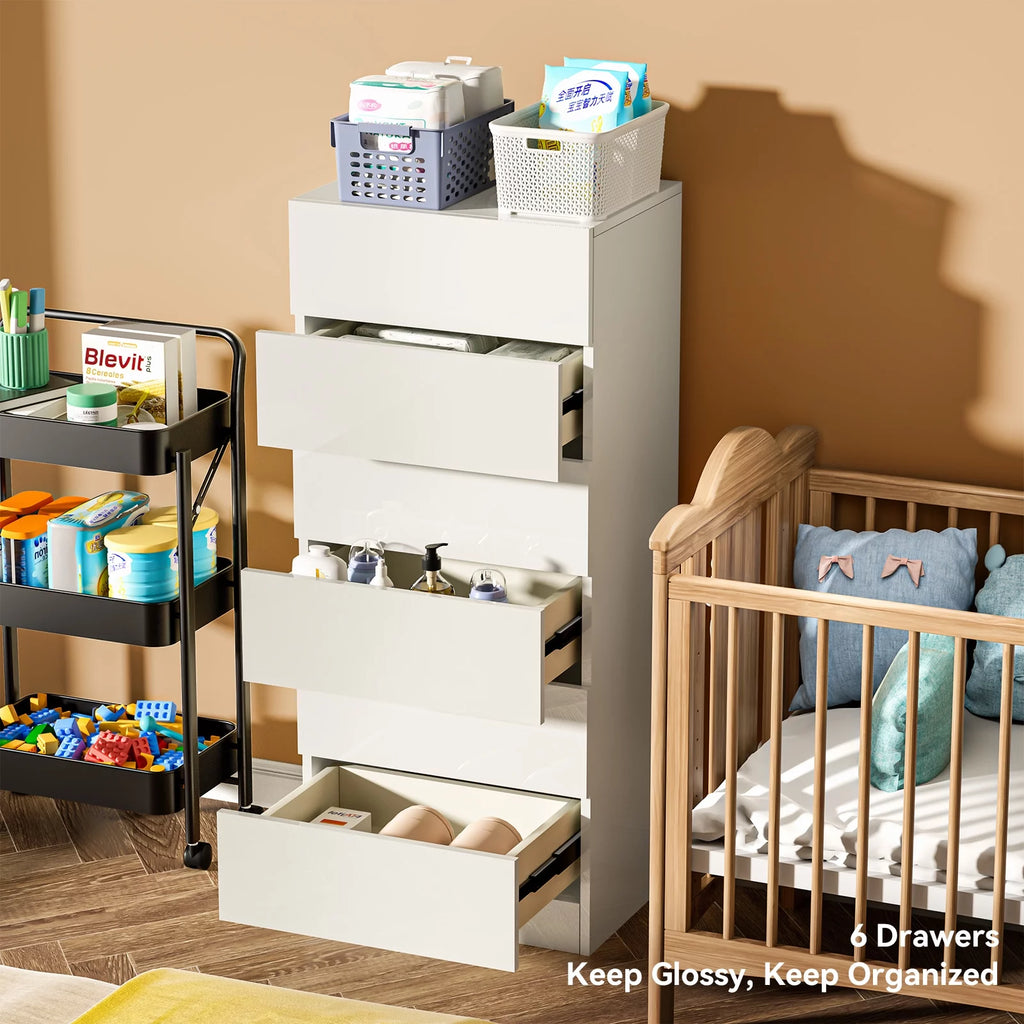 White 6 Drawer Wood Dresser H16082