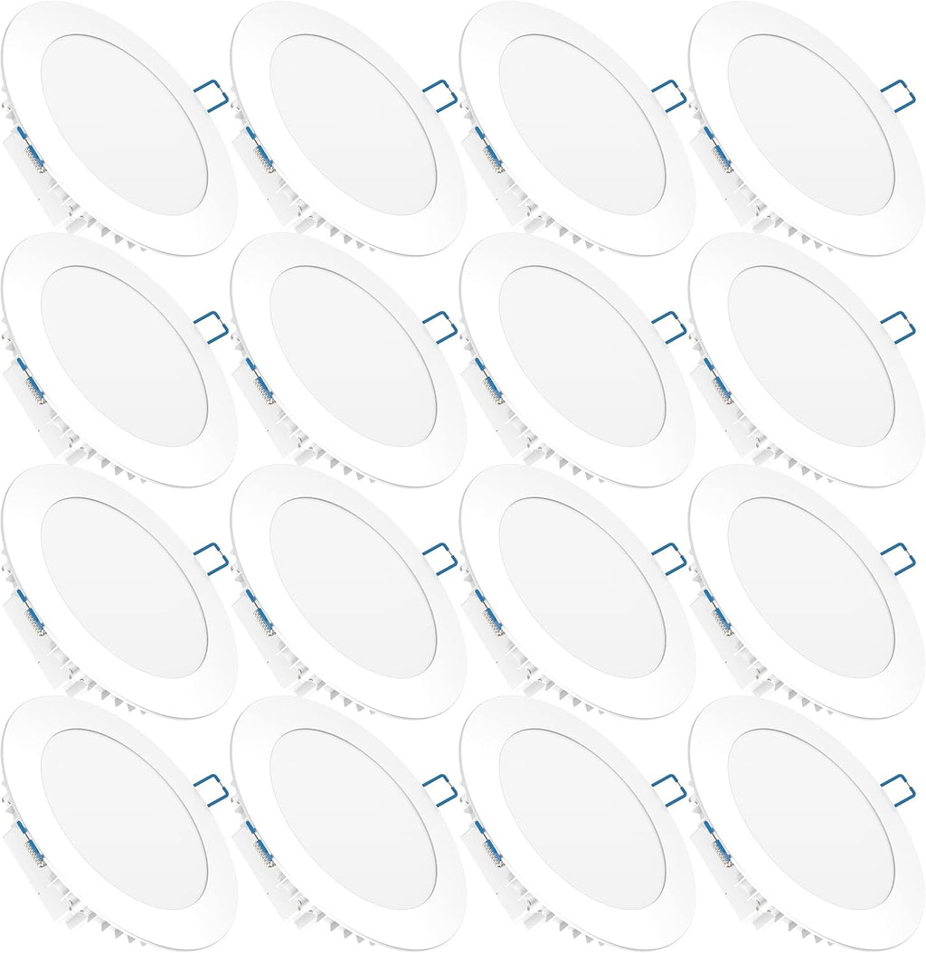 16 Pack 6 Inch Ultra Thin LED Recessed Ceiling Lights, 3000K Warm White, 14W, Dimmable A4388