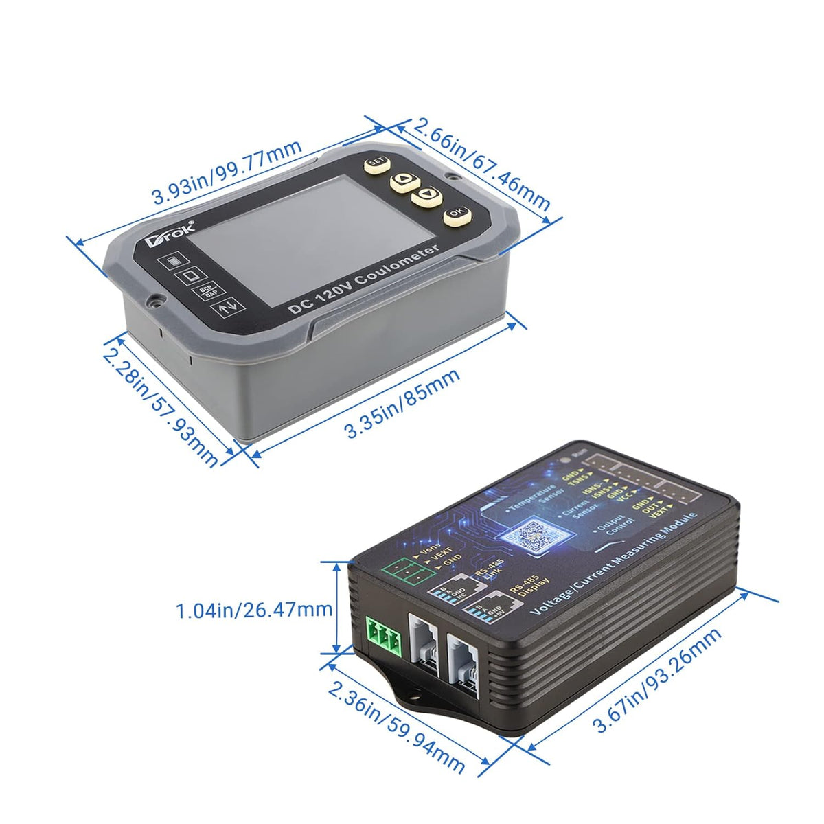 0-120V 100A DC Voltmeter Coulometer Battery Monitor, Pack of 2 B857584