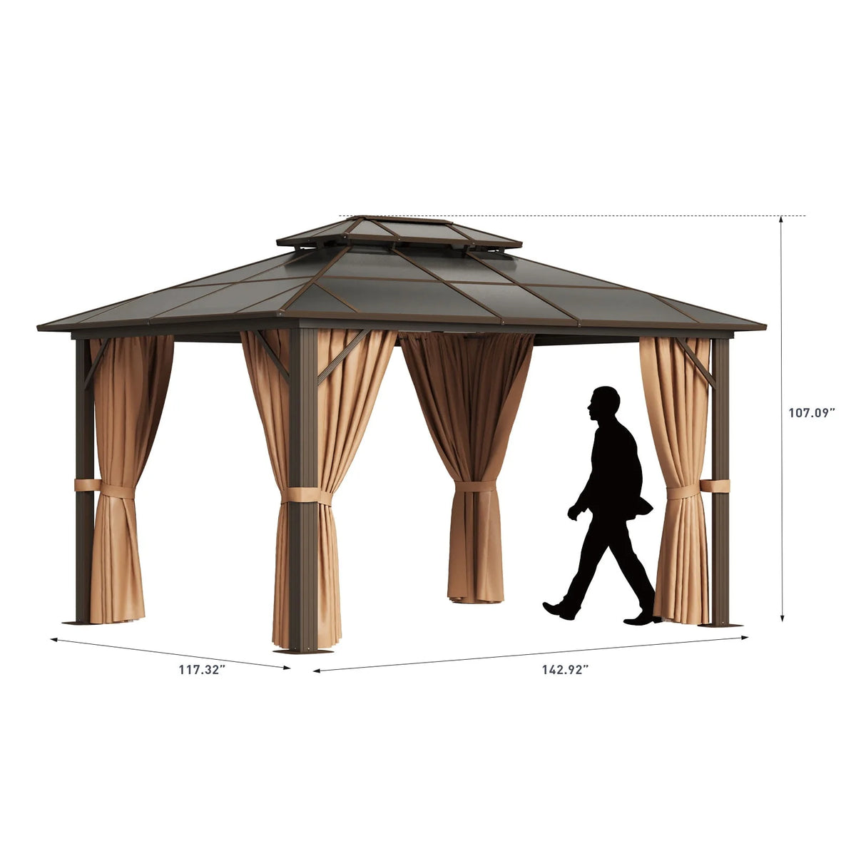 10 ft. x 12 ft. Hardtop Gazebo with Curtain and Netting K647