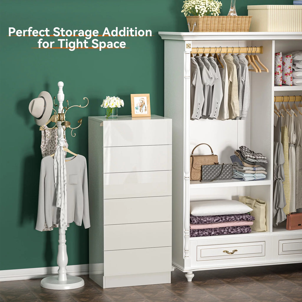 White 6 Drawer Wood Dresser H16082