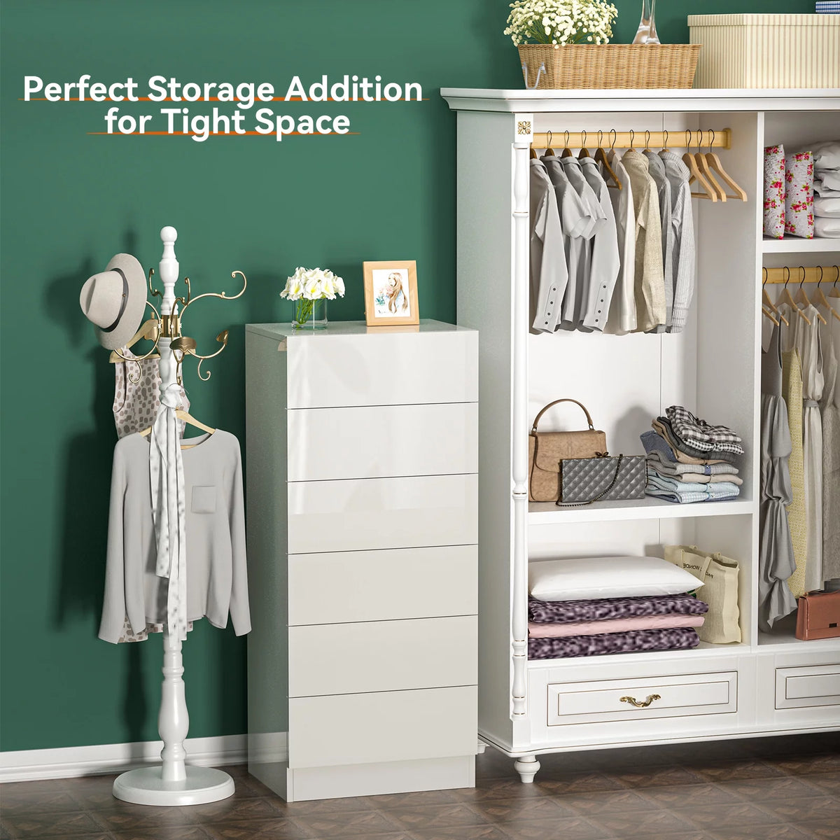 White 6 Drawer Wood Dresser H16082