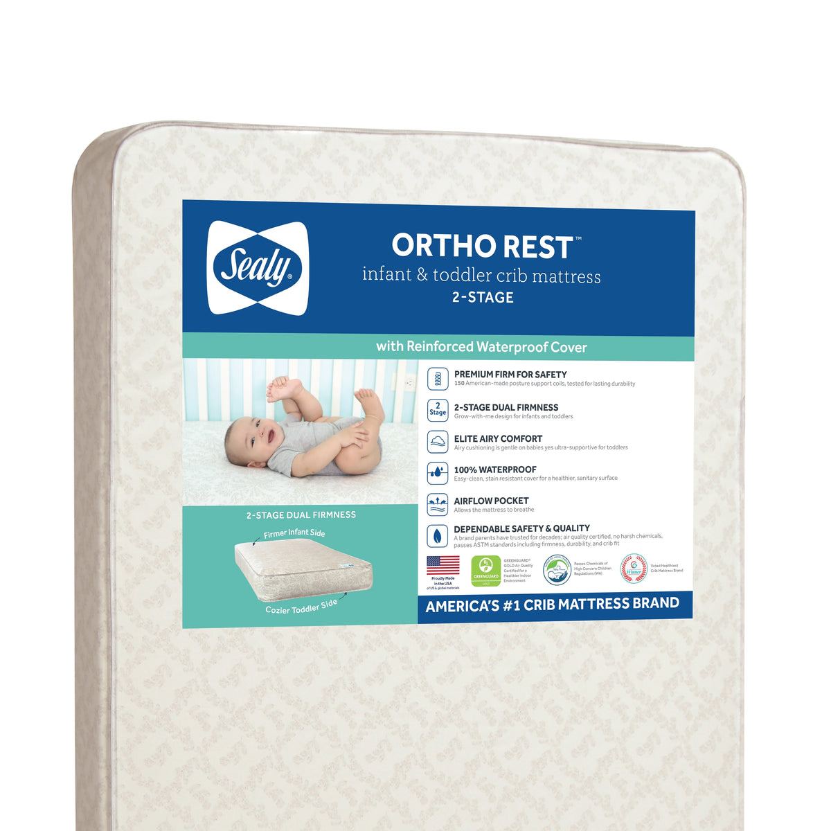 2-Stage 150 Coil Innerspring Baby Crib and Toddler Mattress O9976