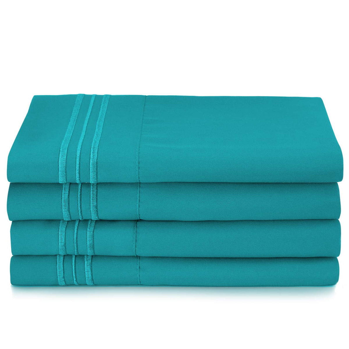 6 Piece California King Teal Microfiber Bed Sheet Set H15586