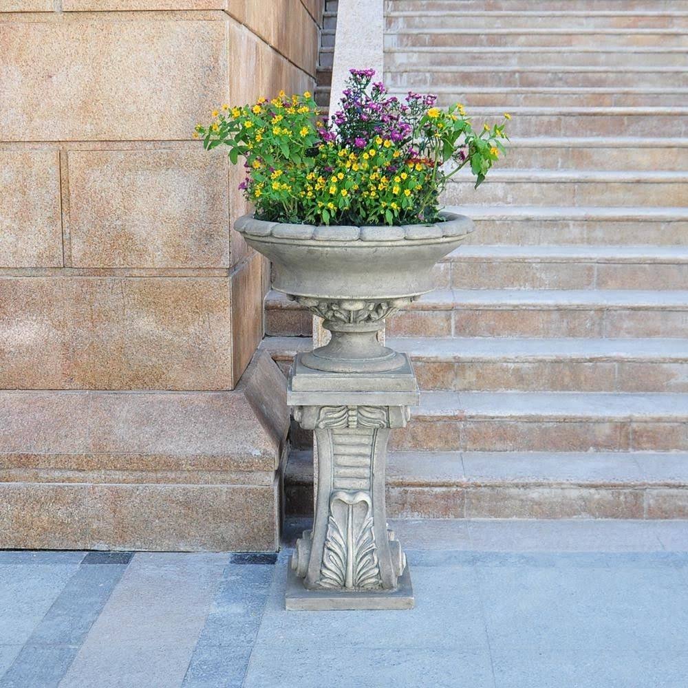 17 in. H Granite Cast Stone Urn F7580
