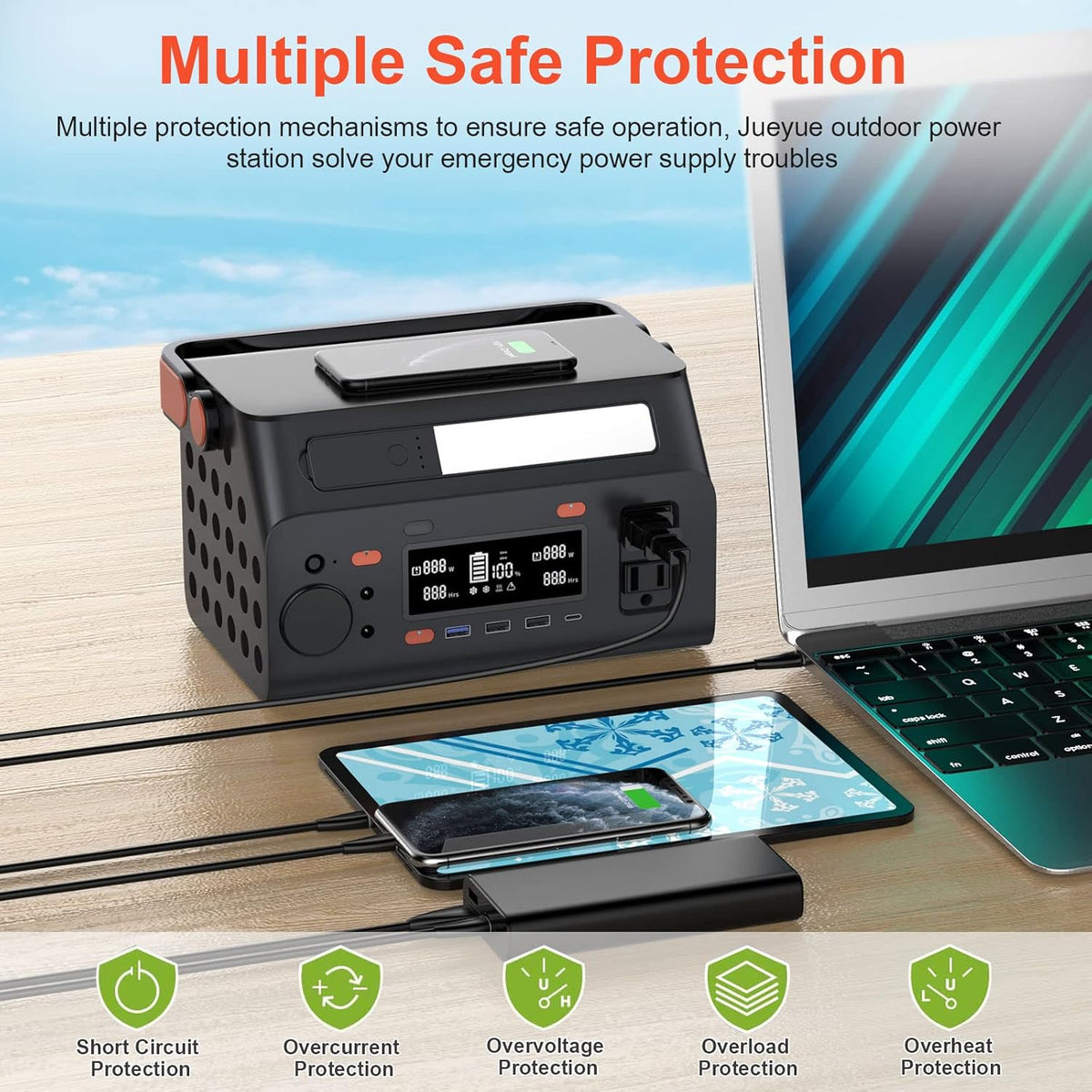 80000mAh 296Wh Portable Power Station with AC Outlet USB Ports Q42653