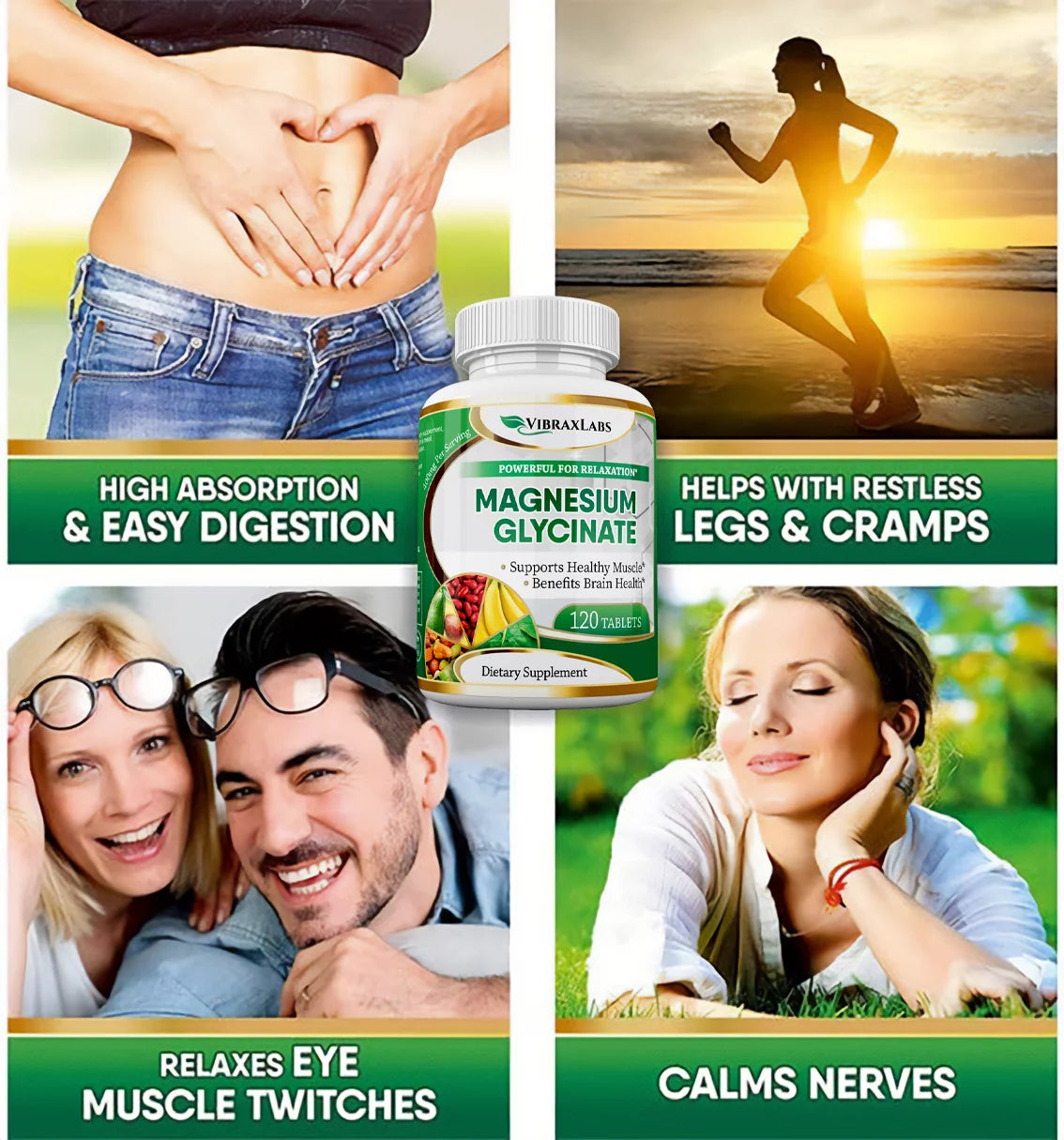 Magnesium Glycinate Supplement 400mg 120 Tablets F91217