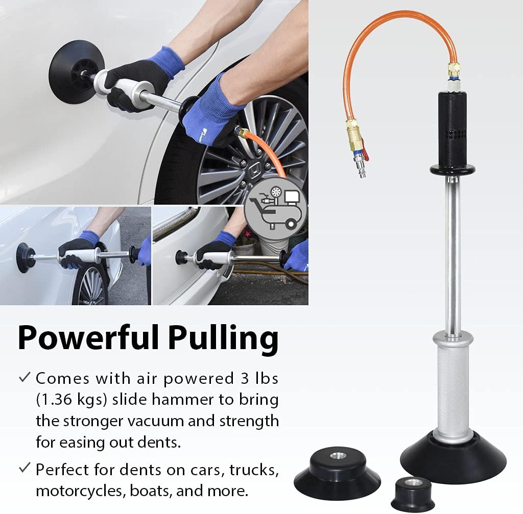 Pneumatic Auto Body Dent Puller Paintless Dent Repair Kit with 3-Piece Pads Y737077