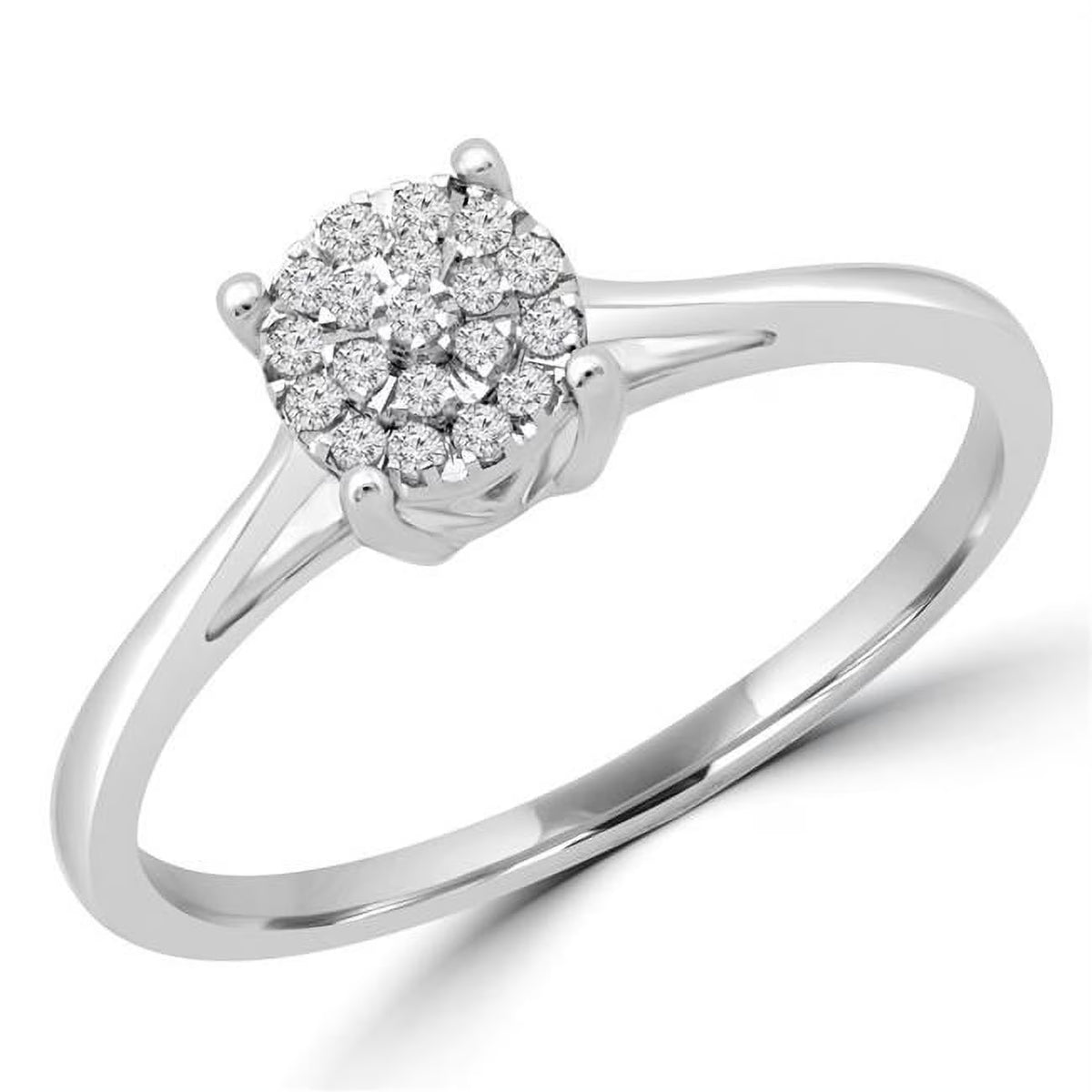 0.1 CTW Round Diamond Cluster Engagement Ring in 10K White Gold S9596
