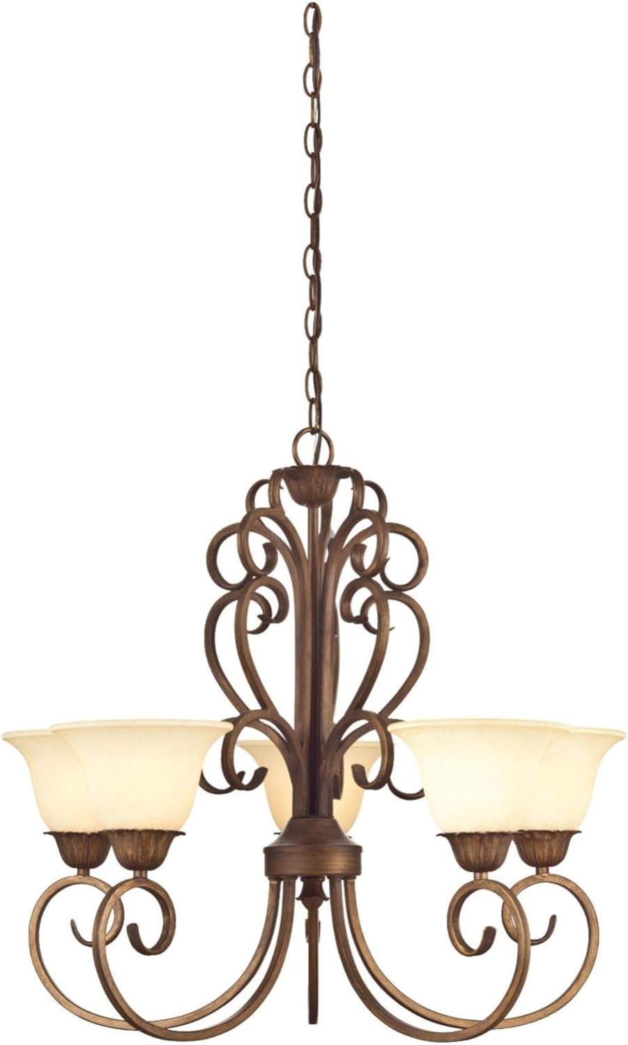 Five-Light Interior Chandelier, Ebony Gold Finish with Burnt Scavo Glass Z293676