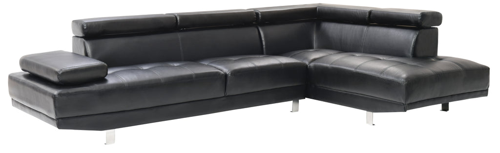 Black Sectional with Adjustable Armrest and Headrest G2397