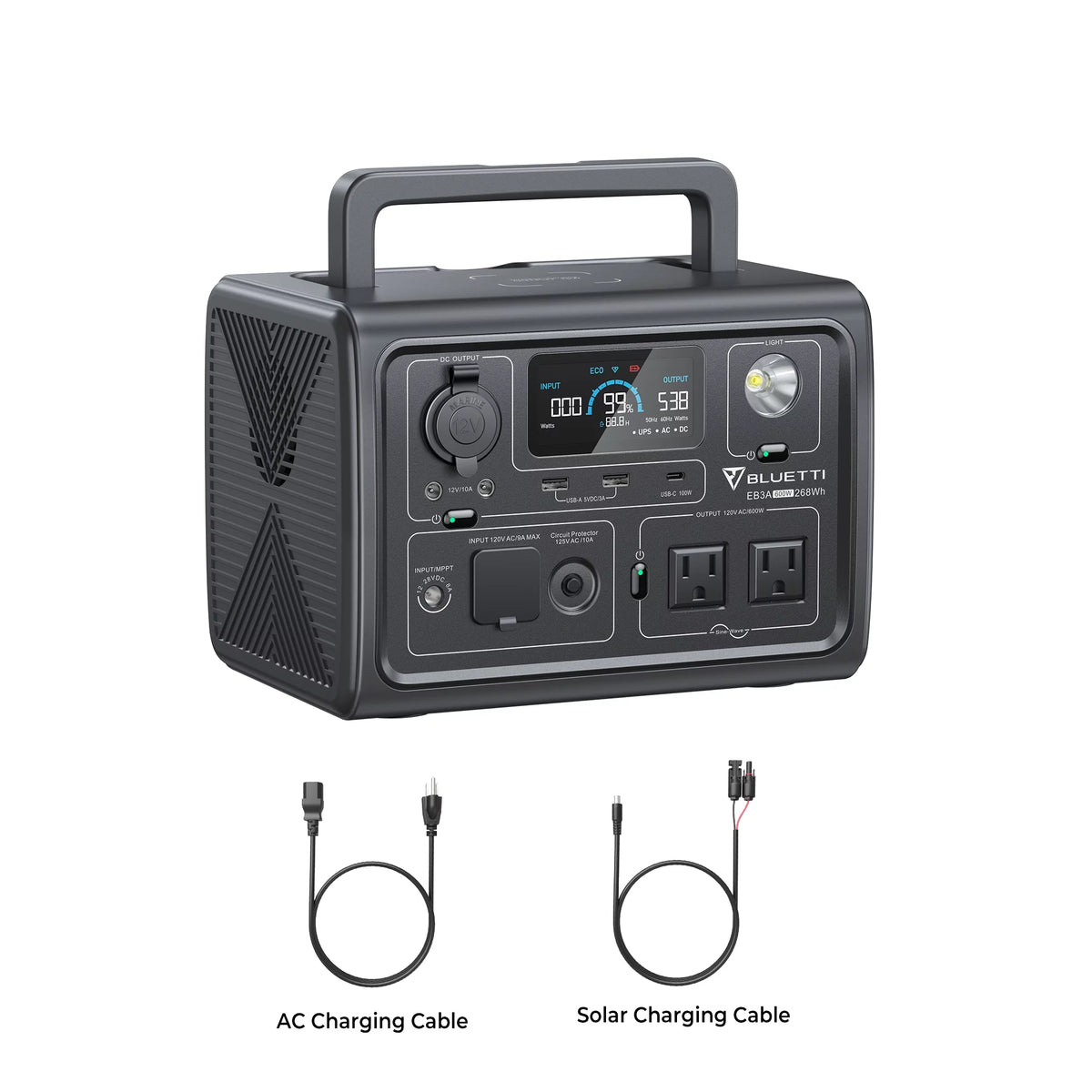 Portable Solar Power Station 268Wh 600W AC Output D6899