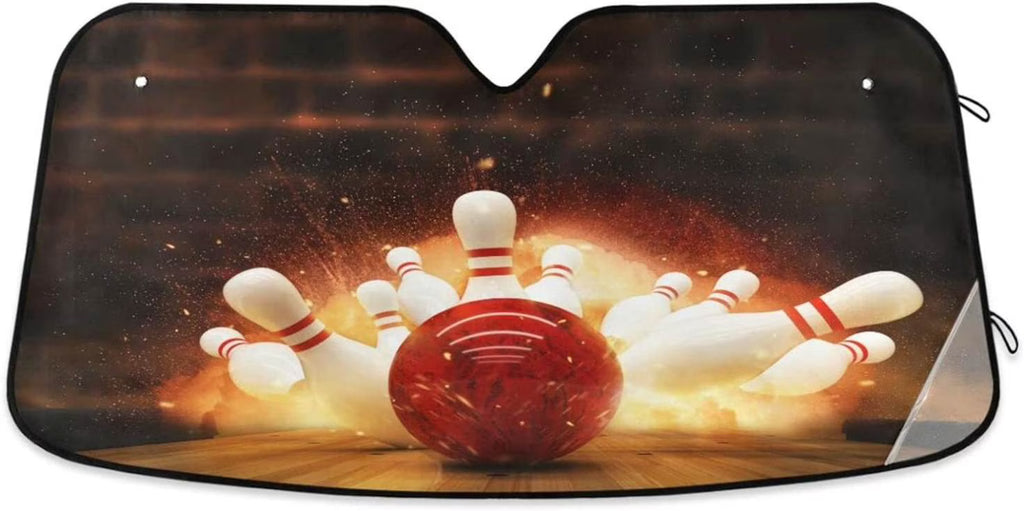 Bowling Strike Hit Fire Explosion Windshield Sun Shade 55×27.6in T210