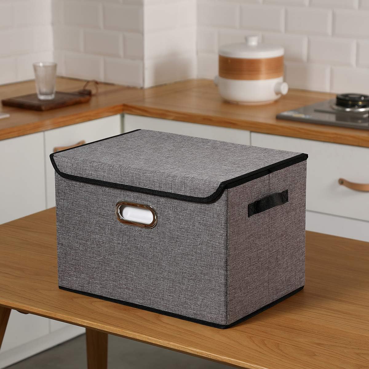 Collapsible Storage Boxes with Lids, Fabric Foldable Storage Container, Pack of 2 Z703