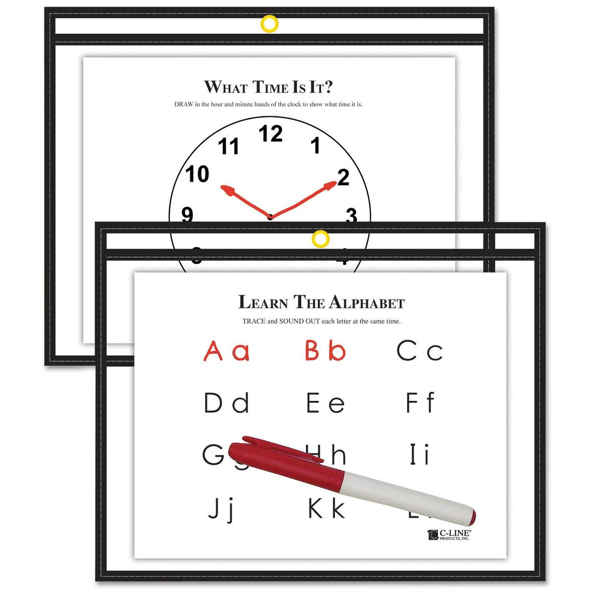 9 x 12 Black Dry Erase Pockets W93143