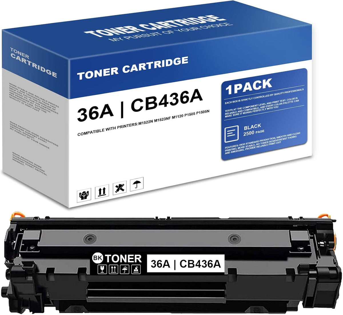 1 Pack Black Toner Cartridge for M1522n M1523nf M1120 MFP P1505 P1505n Printer S143
