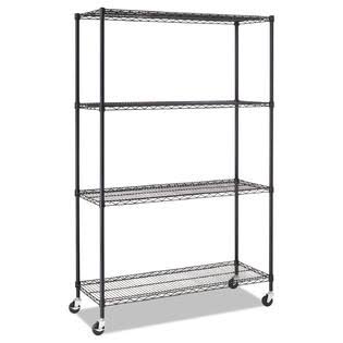 Silver Four-Shelf Wire Shelving Unit with Caster L704371