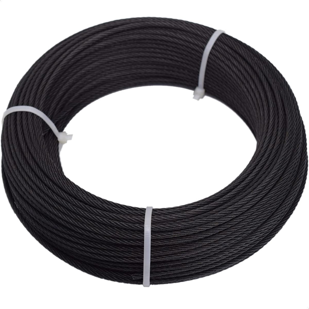 150ft Black T316 Stainless Steel Wire Rope Cable, 7 x 7 Strands A4007