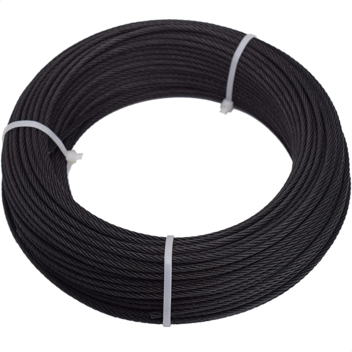 150ft Black T316 Stainless Steel Wire Rope Cable, 7 x 7 Strands A4007