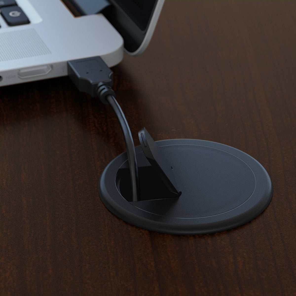 Mocha Cherry Office Desk with Pedestal W35290