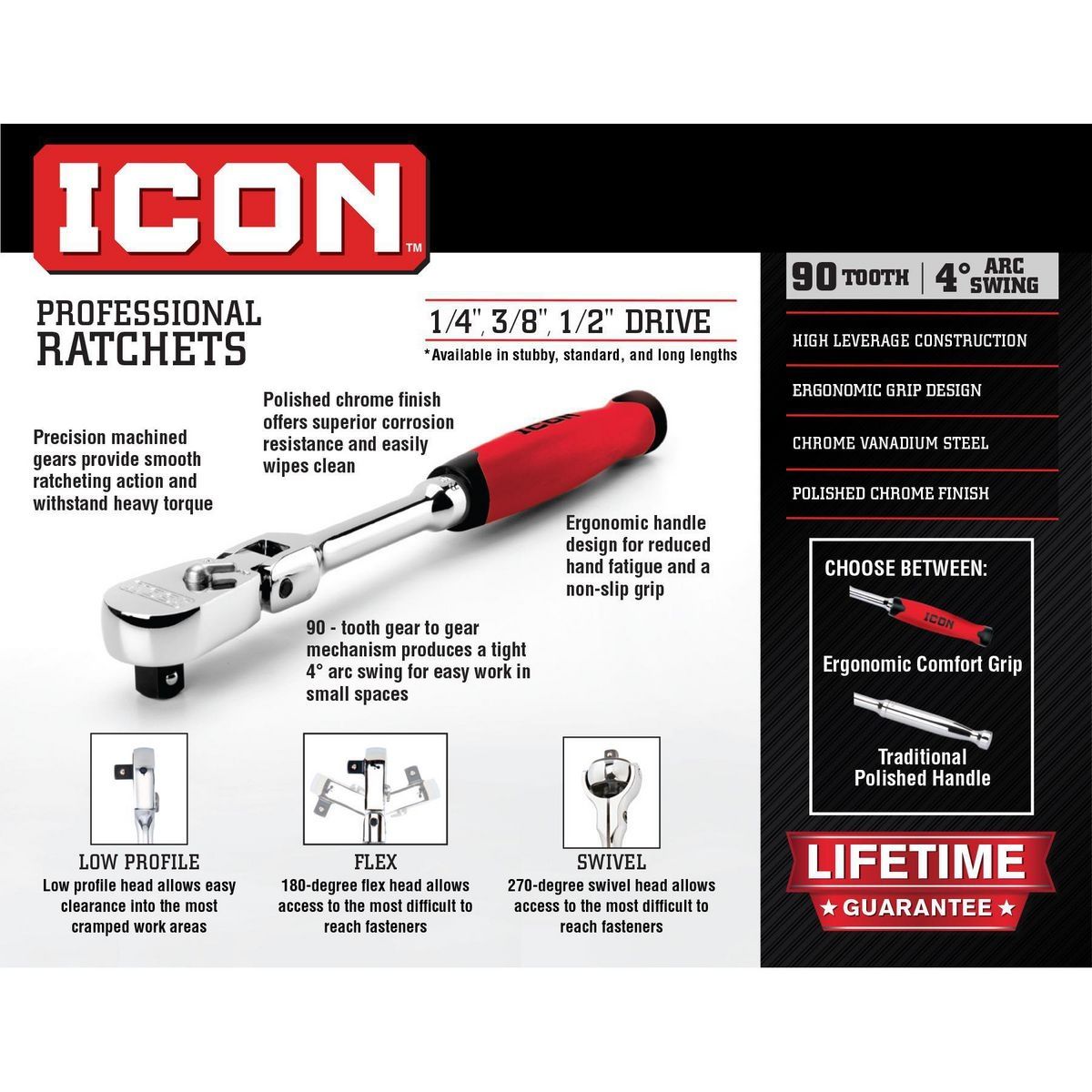 1/4 in. Drive Stubby Low-Profile Ratchet U221