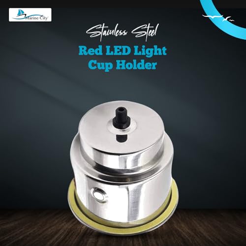 Red LED Light Cup Holder with Drain Stainless Steel Pack of 2 Q7488