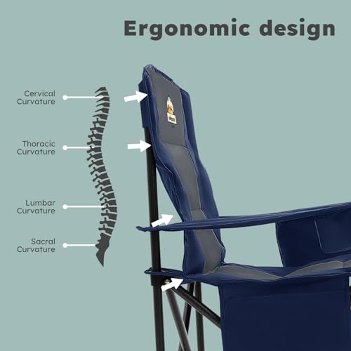 Oversized 2 Pack Heavy Duty Folding Camp Chair with Carry Bag, Cooler, Cup Holder Black H431628