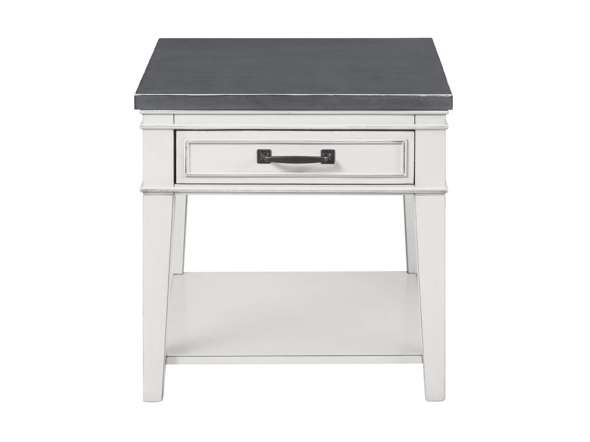 White and Grey 1 Drawer End Table Q4175