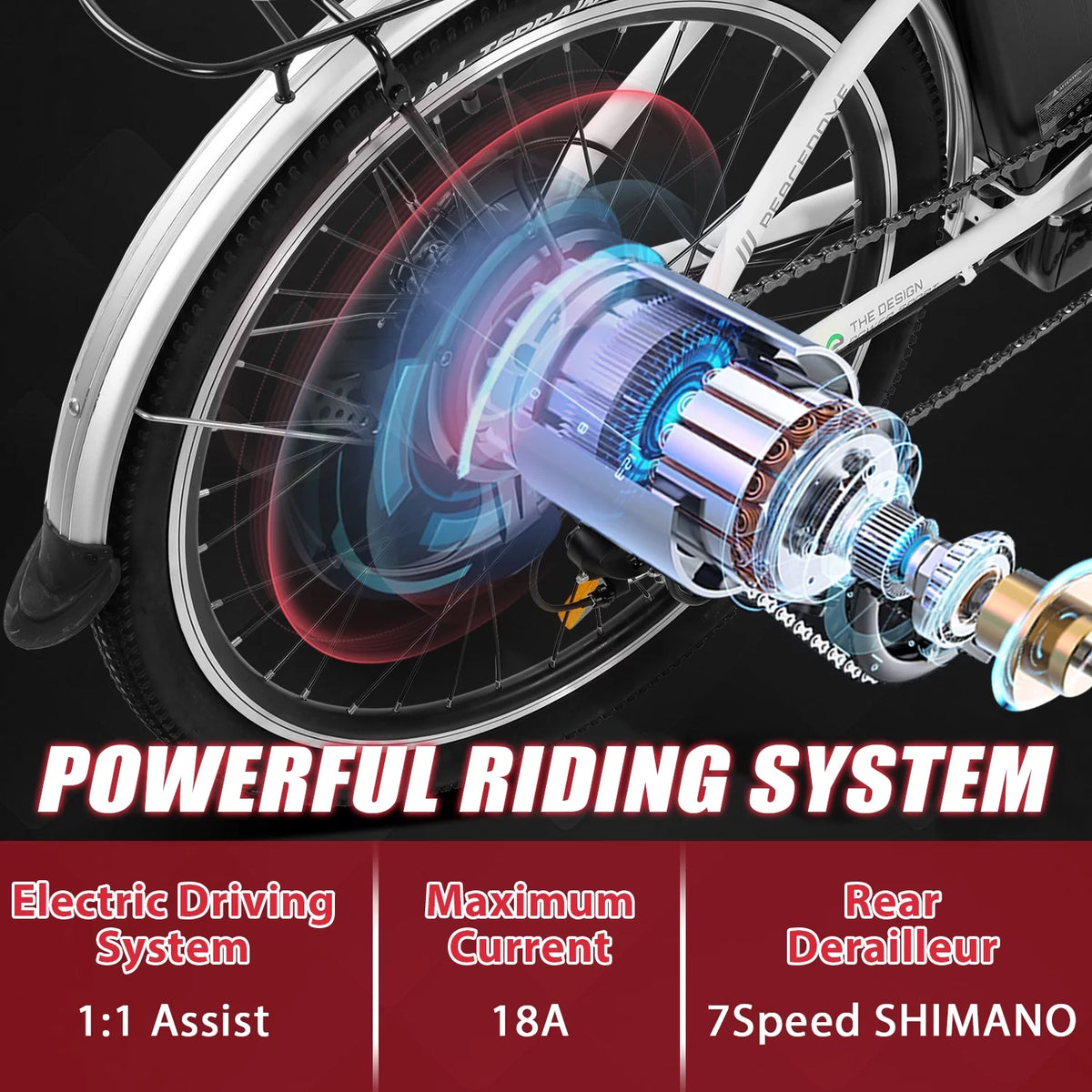 26 Inch 350 W White 7 Speed Electric Bicycle with Basket I7992
