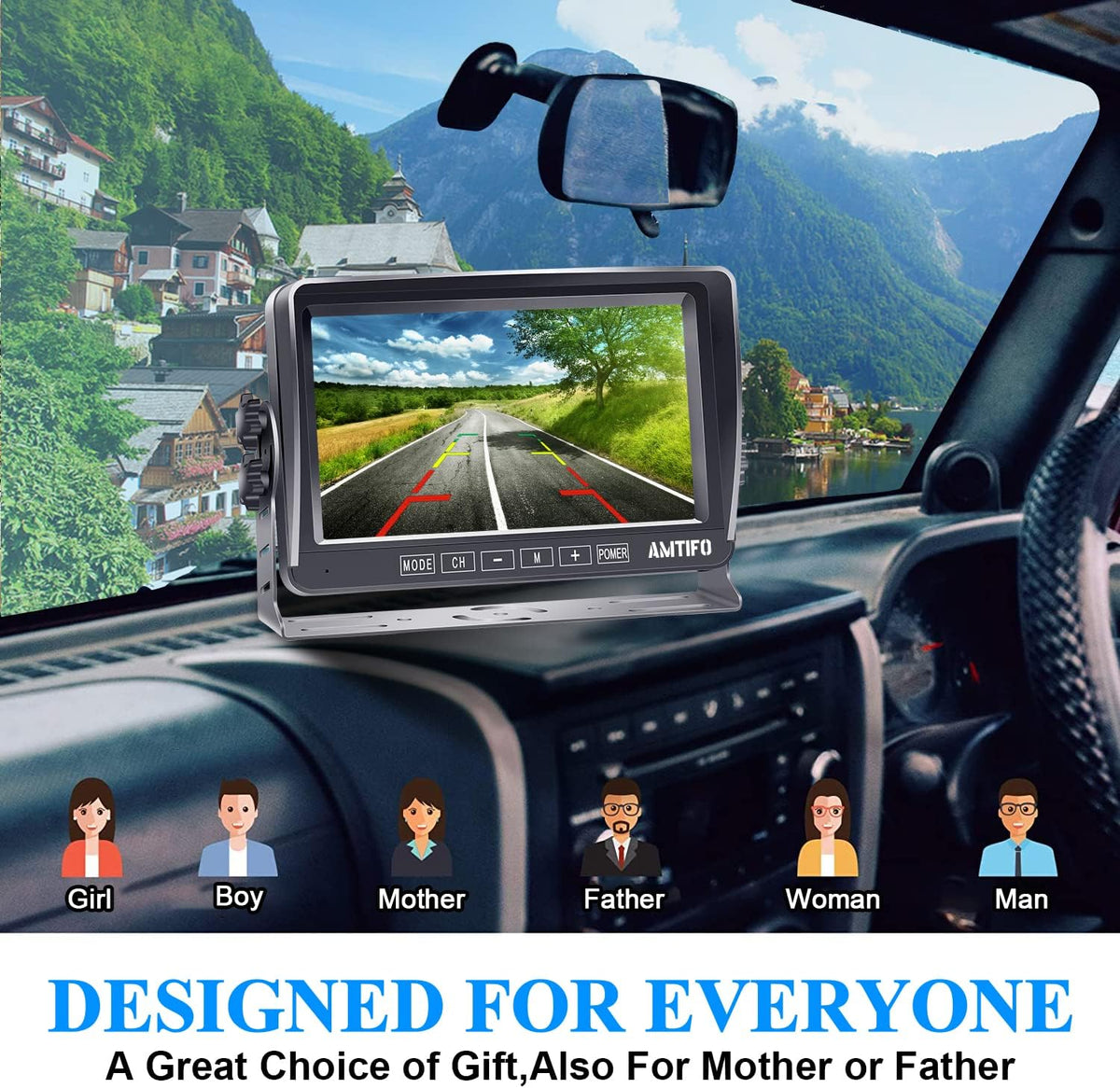 7 Inch Monitor Wired Backup Camera System for Trucks Trailers RVs Car, Pack of 2 I20993