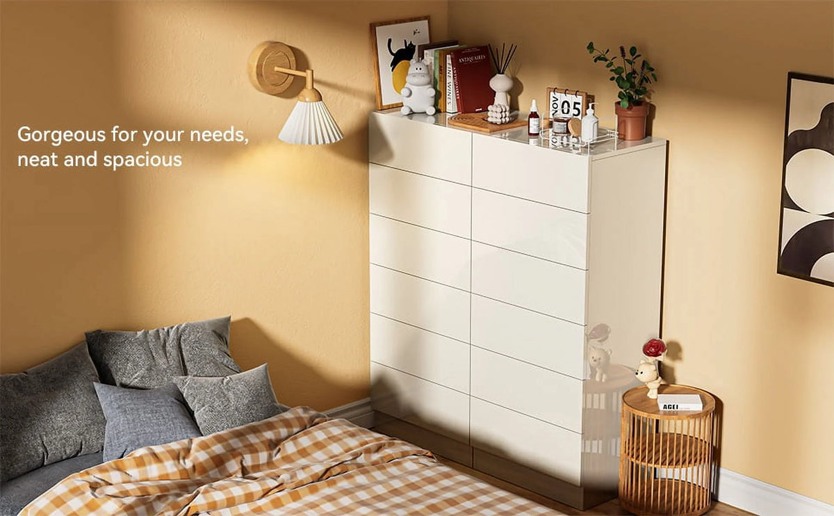 White 6 Drawer Wood Dresser H16082