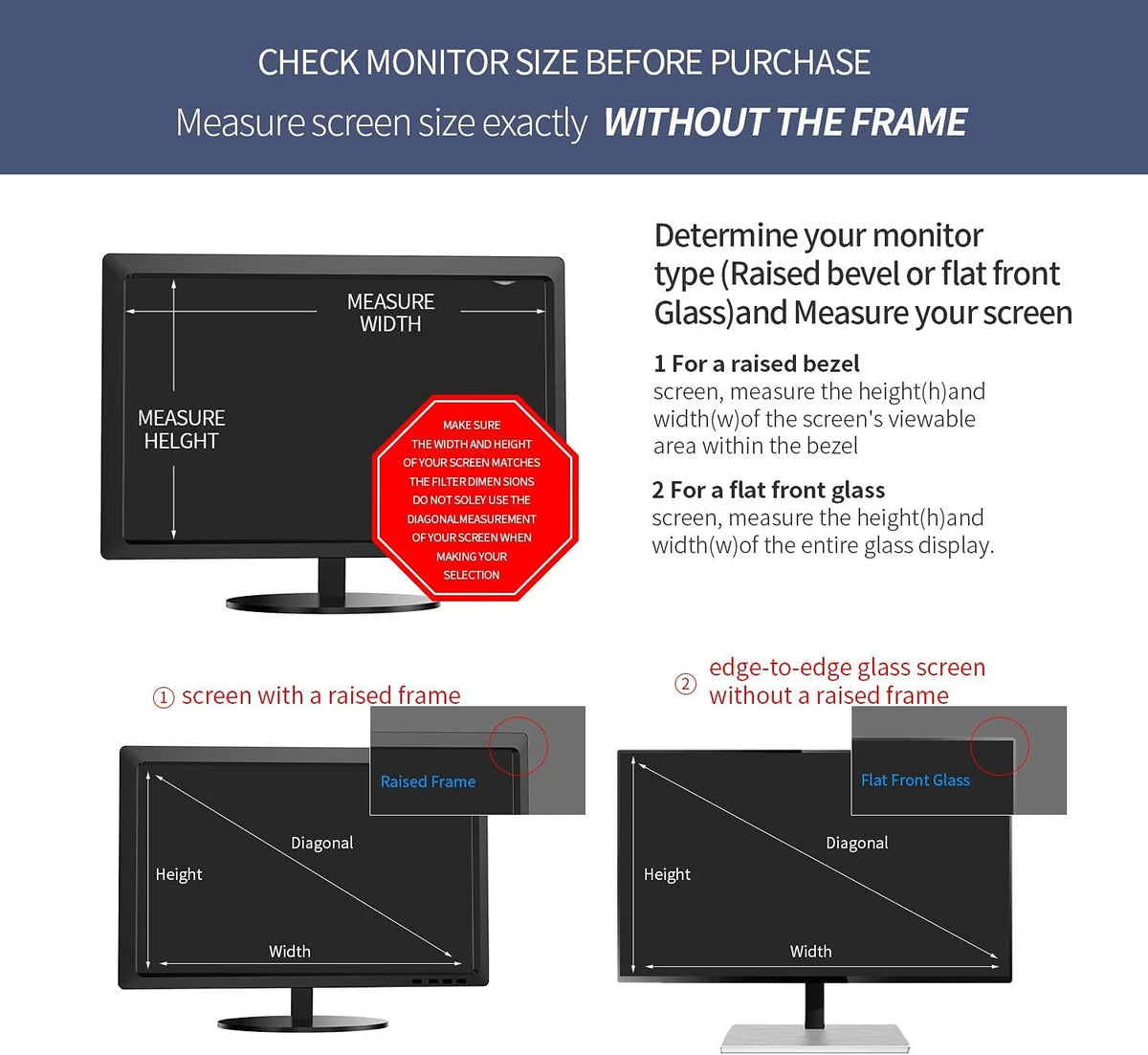 24 Inch 16:9 Anti Glare Anti Spy Privacy Screen Filter Film Pack of 2 C8043