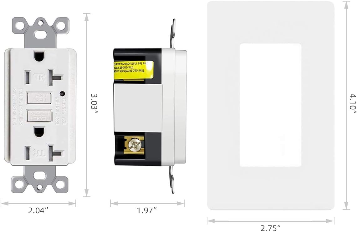 20 Amp Tamper-Resistant GFCI Outlet with LED Indicator, Screwless Wallplate, 10 Pack Y29033