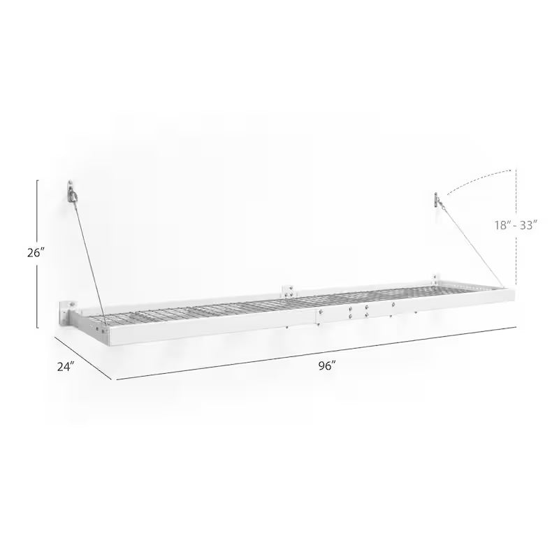 24 in. x 96 in. Steel Garage Wall Shelving in White F9541