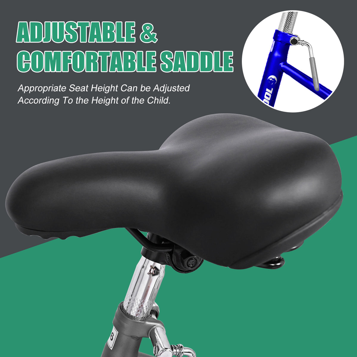 16" Kids Tricycle Three Wheeled Bike with Large Rear Basket A462383