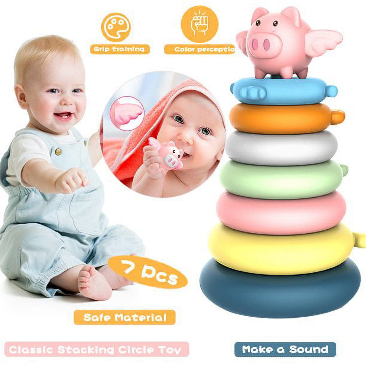 7 Pcs Soft Stacking Rings Toy R538207