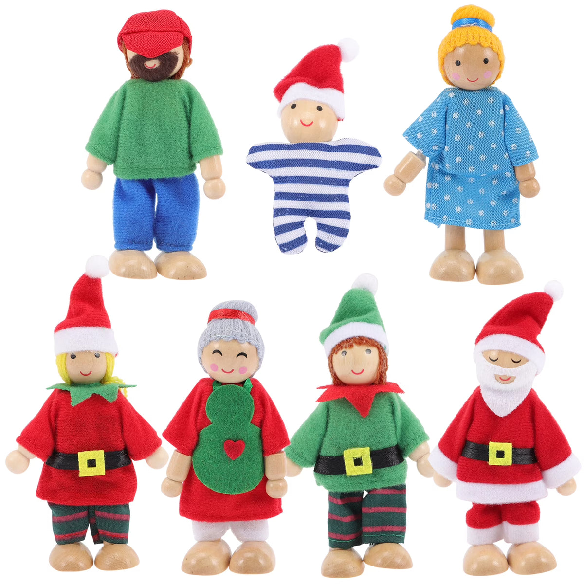 Wooden Dollhouse Play Set with Doll Figures U39948