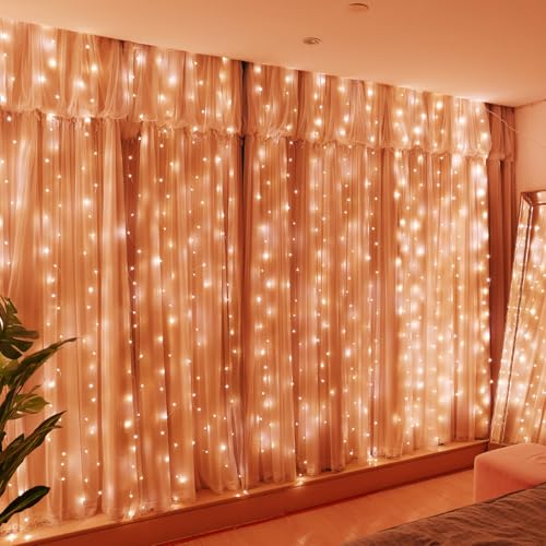 300LED Warm White Fairy Curtain Lights 2 Pack B191