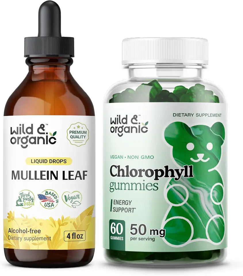 Mullein Drops 4 oz & Chlorophyll Gummies 60 Chews I850