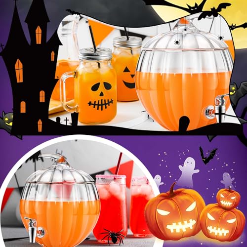 1.7 Gallon Glass Pumpkin Drink Dispenser with Lid M706378