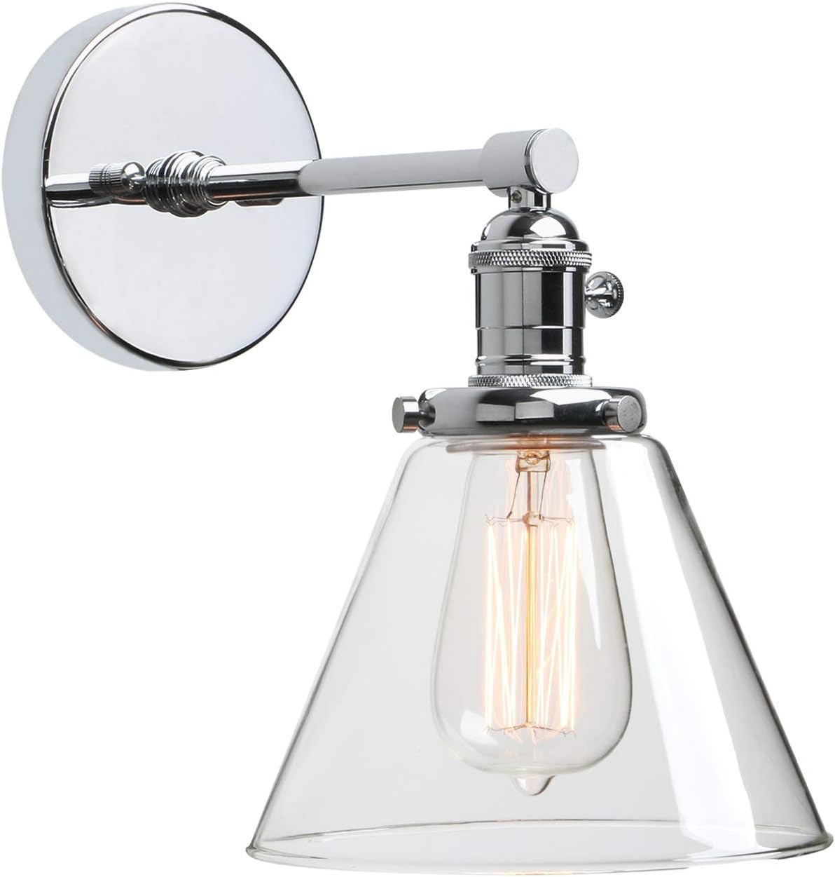 Vintage Industrial 1-Light Wall Lamp with Cone Glass Canopy E831