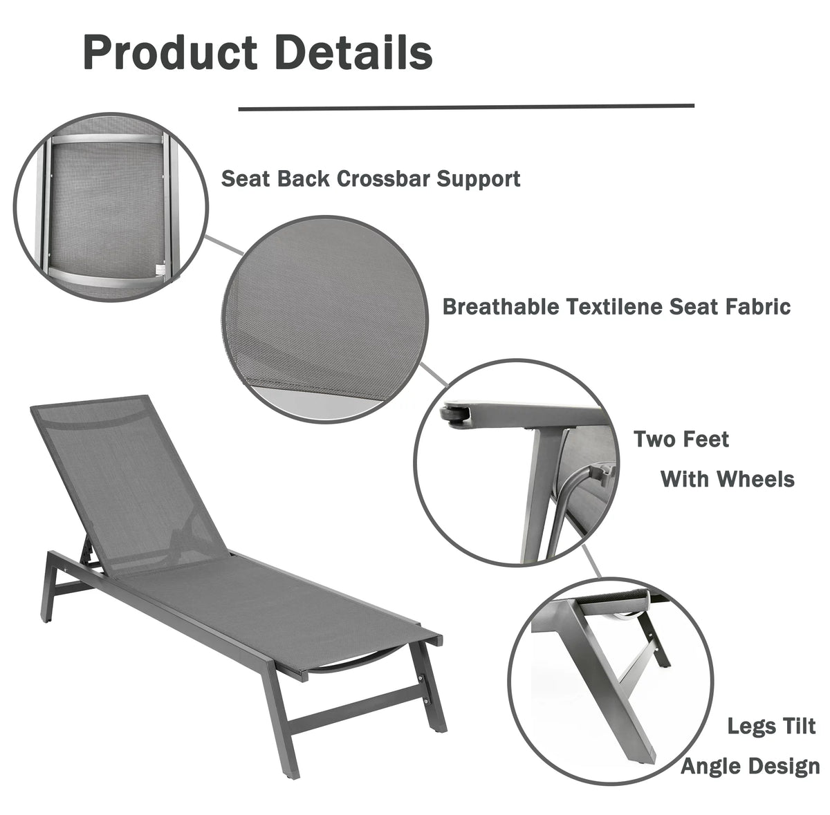 Adjustable Aluminum Outdoor Chaise Lounge Chair P8603
