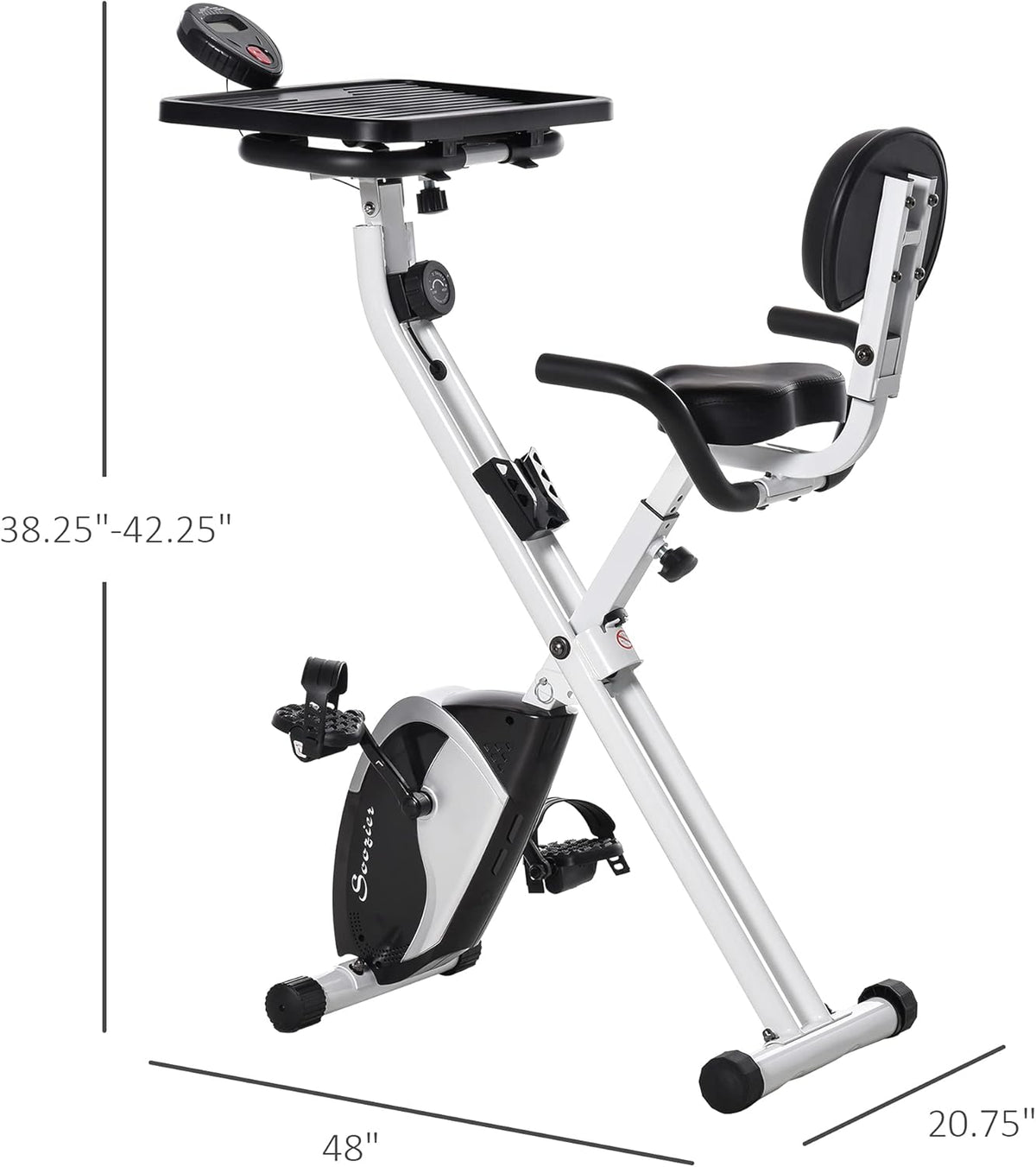White Stationary Exercise Bike with Adjustable Desktop D8455